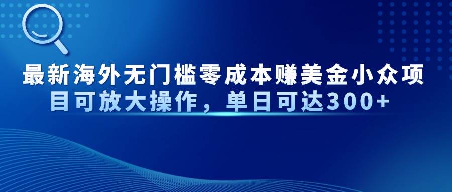 (4.26)最新海外无门槛零成本赚美金小众项目可放大操作，单日可达300+