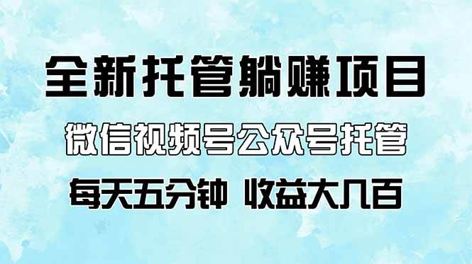 (4.20)全新托管躺赚项目，微信视频号公众号托管代运营，每天五分钟，收益大几百