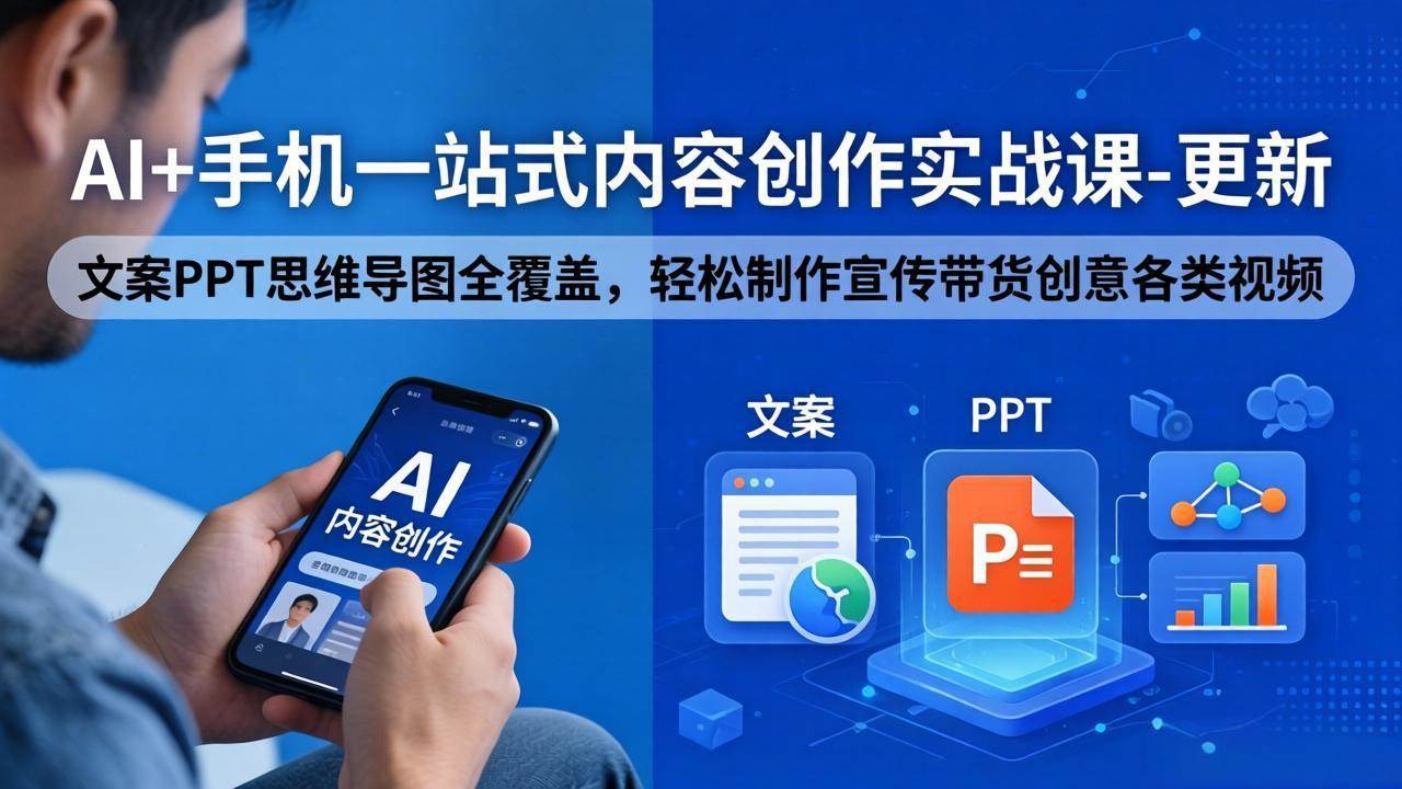 (4.27)AI+手机一站式内容创作实战课-更新，文案PPT思维导图全覆盖，轻松制作宣传带货创意各类视频