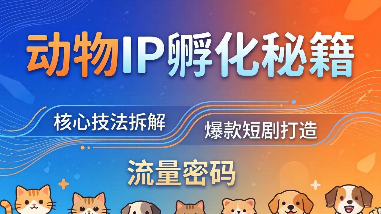(4.27)动物IP孵化全套秘籍，三大核心技法拆解，打造爆款萌宠短剧，轻松拿捏赛道流量密码