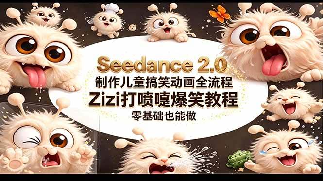 (4.27)Seedance 2.0 制作儿童搞笑动画全流程Zizi打喷嚏爆笑教程｜零基础也能做